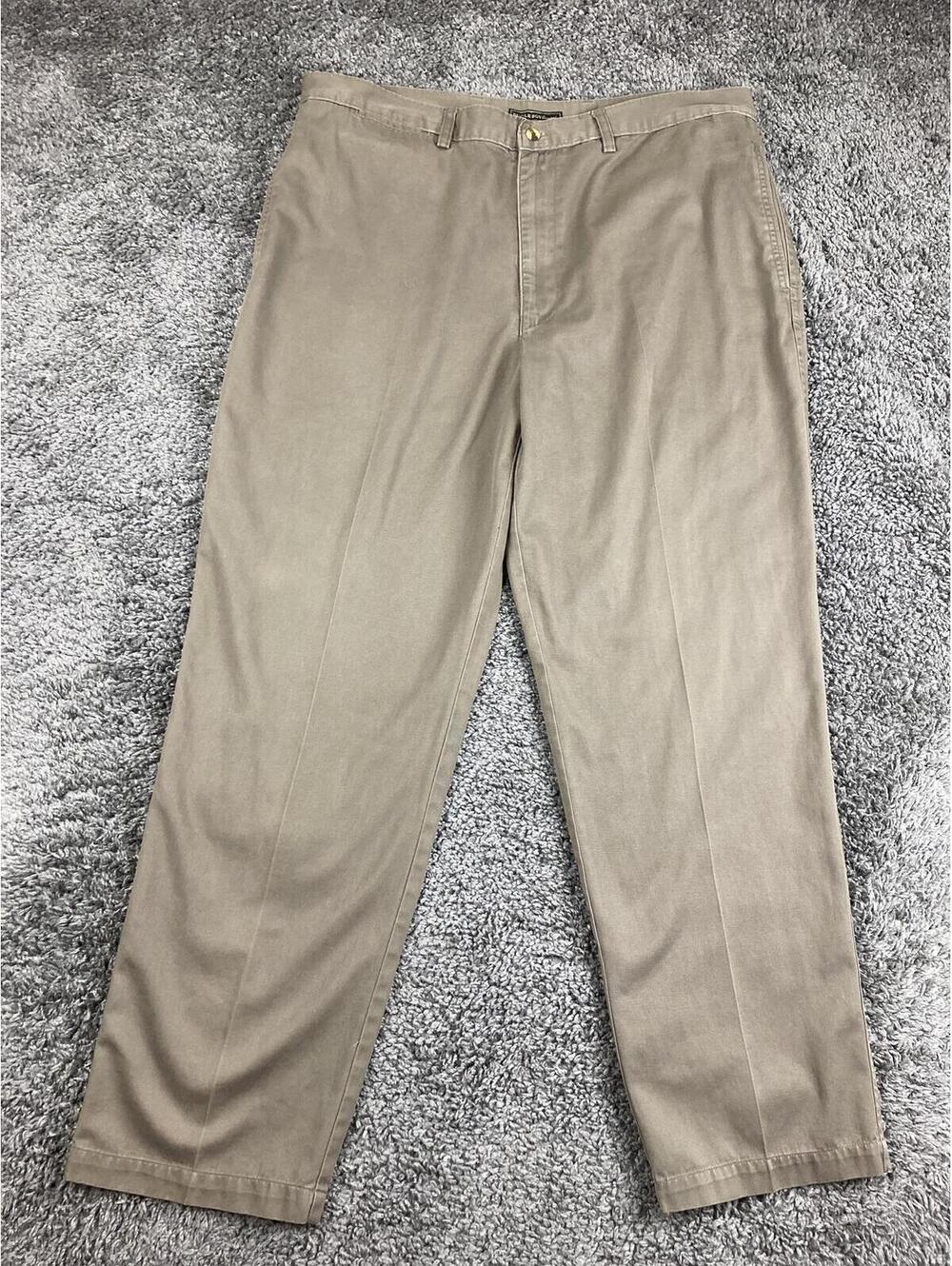 Vintage Bugle Boy Khakis Pants Mens Comfort Fit Tan 100% Pleated Chino Sz 40x32